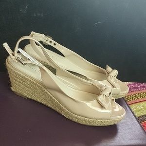 NWT Nickels Slingback nude wedge sandals 8.5